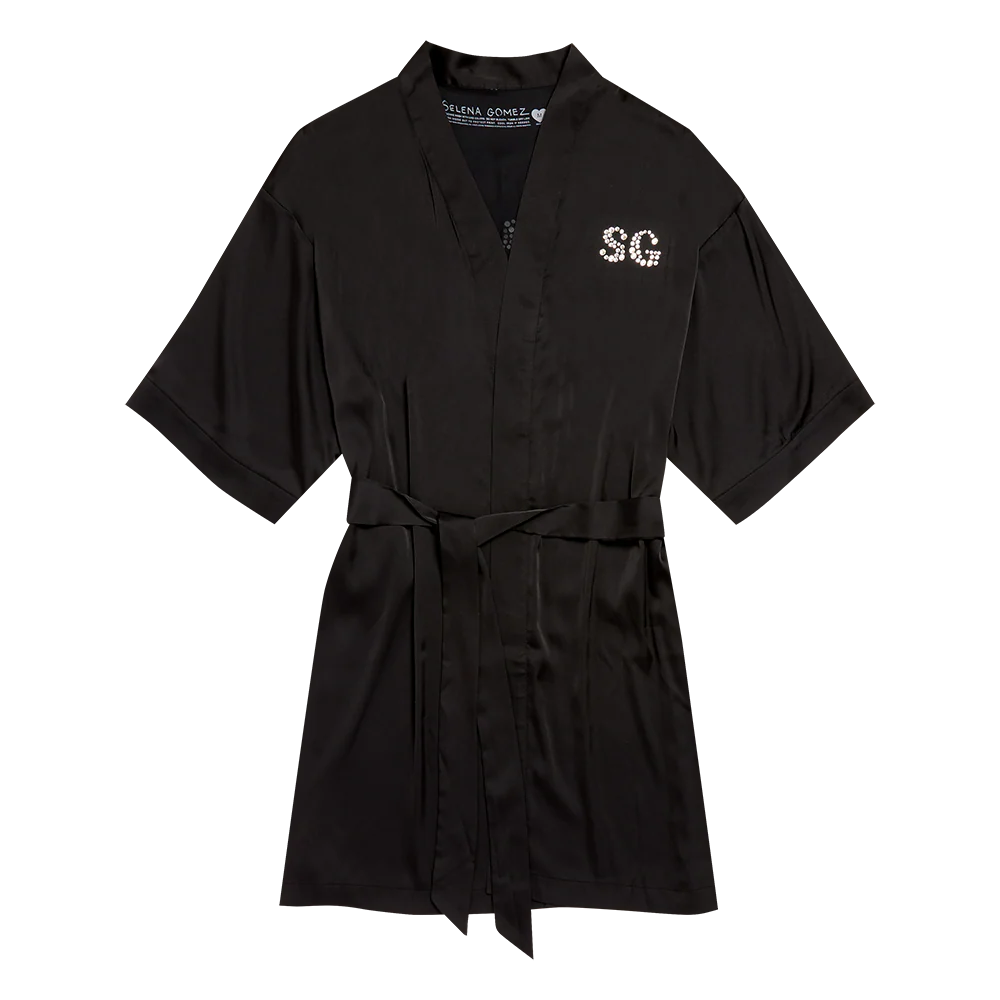 Marquise Diamond Black Satin Robe - Image 3